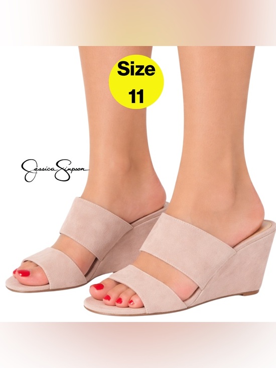 Jessica Simpson Shoes - JESSICA SIMPSON 🌟 Beige Suede Slip-On Platform Mules (Women’s Size 11)